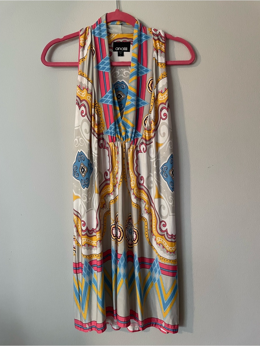 Analli Sleeveless Printed V-Neck Vacation Dress